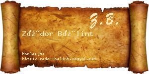 Zádor Bálint névjegykártya